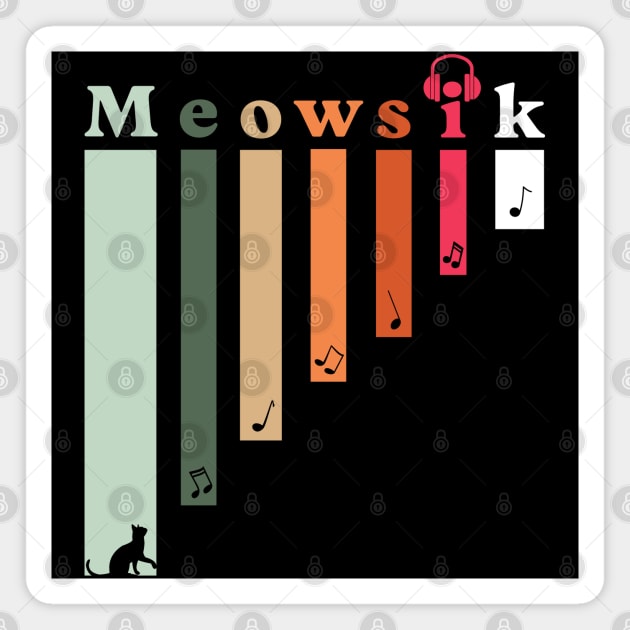 Retro Meowsik-Cat and Music lovers- Magnet by Omise